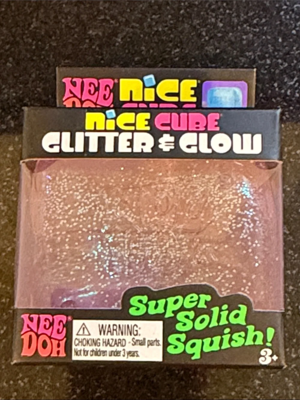 NIB 100% Auth NeeDoh Glitter & Glow Super Solid Squish - Purple